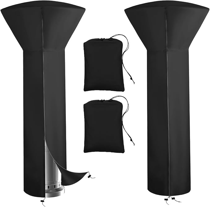 Vailge Patio Heater Covers with Zipper and Storage Bag,Heavy Duty 600D Oxford Waterproof Outdoor Heater Cover Wind-Resistant Dustproof UV-Resistant,Black,89'' Height x 33" Dome x 19" Base,2 Pack
