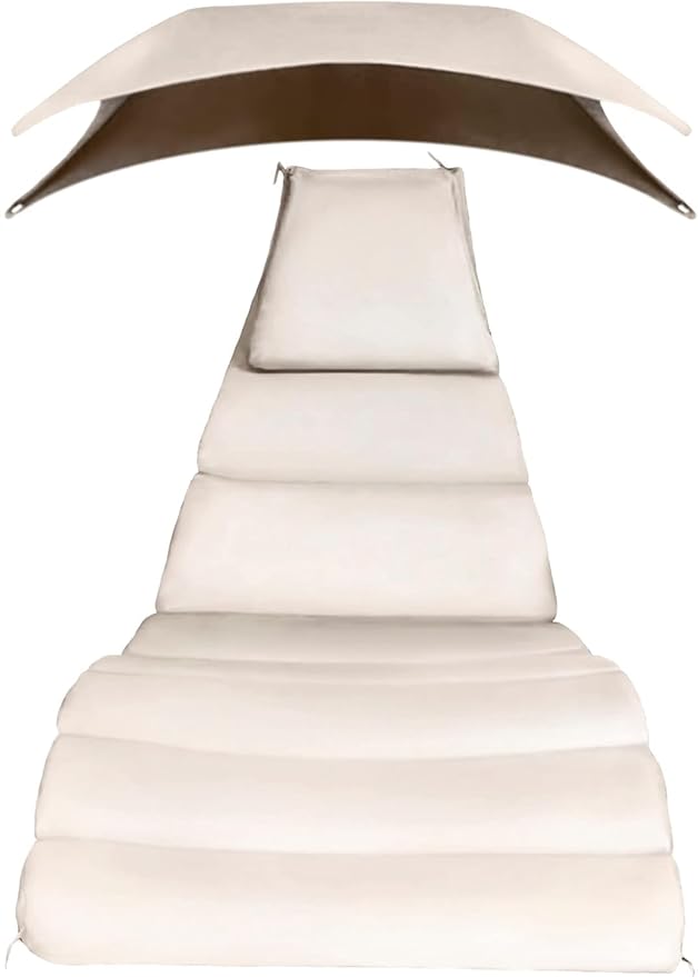 Weatherproof Replacement Cushion Pad and Umbrella for Hanging Lounge Chair Outdoor Chaise Hanging Hammock Chair - Long-Lasting, Fade-Resistant, Quick-Dry, Outdoor Lounge Replacement Set (Beige-)