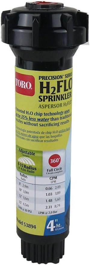 Toro 53894 Precision H2FLO 4-Inch Sprinkler Pop Up with Nozzle, Full
