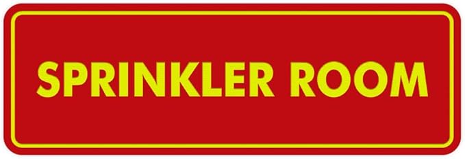 Signs ByLITA Standard Sprinkler Room Sign (Red/Yellow) - Large