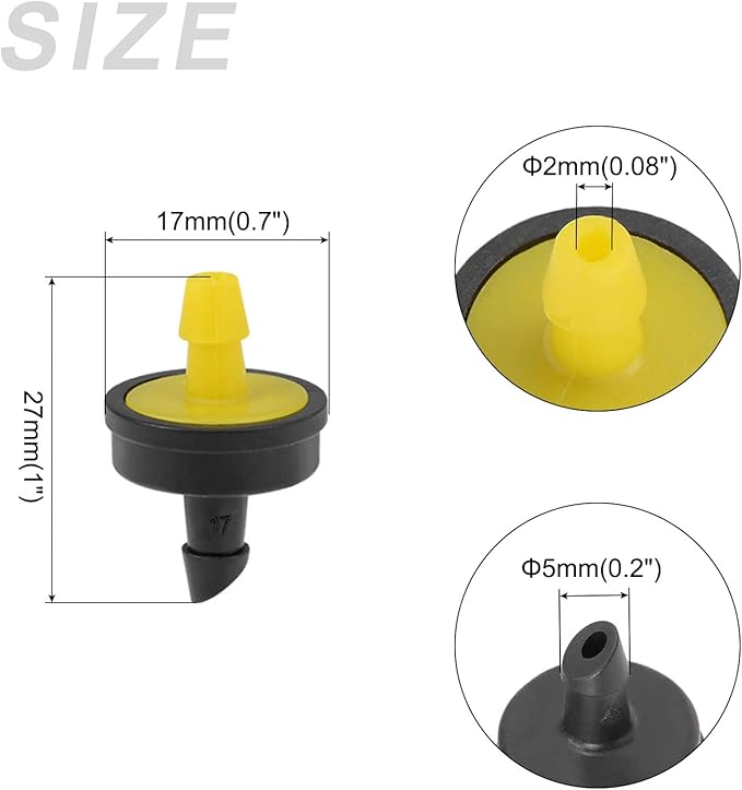 METALLIXITY Pressure Compensating Dripper, (5 Gallon Per Hour) 20Pcs, Plastic Irrigation Drip Emitters - for Watering Garden Lawn Plants, Yellow