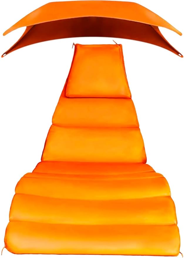 Weatherproof Replacement Cushion Pad and Umbrella for Hanging Lounge Chair Outdoor Chaise Hanging Hammock Chair - Long-Lasting, Fade-Resistant, Quick-Dry, Outdoor Lounge Replacement Set (Orange)