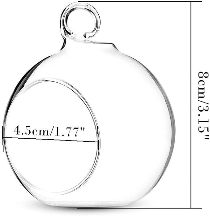 Sziqiqi 3.15" Glass Globes Glass Bulbs Hanging Tea Light Holder Terrarium Container Wedding Centerpiece Backyard Decoration Christmas Ornaments 20pcs+4 Extra
