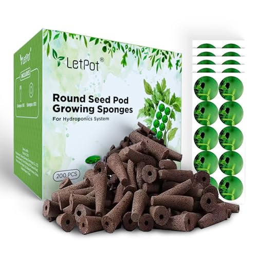 LETPOT 200 Pcs Seed Pod Kits, Replacement Root Growth Sponges Seed Pods, Seed Starter Sponges Kit for Hydroponic Indoor Garden System with 100 Sponges, 100 Stickers