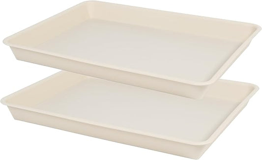 Rectangle Plant Tray, Plant Drip Tray, Plant Pot Saucers, Plant Germination Trays, Plant Saucers, 11'' x 9'' x 1.2'' (2 pack), Beige