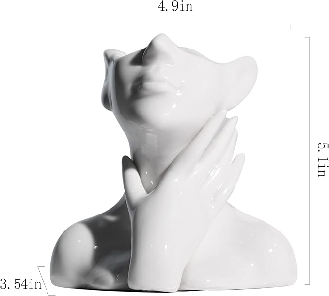 XSMXLNKWL Ceramic Face Vase White Flower Vase for Decor, Female Face Vase Art, Modern Decorative Vase Centerpiece for Table, Shelf, Living Room, Office, Bedroom, Small
