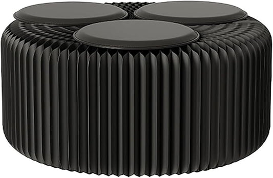 Foldable Kraft Paper Stool, Honeycomb Accordion Folding Bench, Collapsible Paper Stool for Small Spaces, Portable Footrest and Side Table for Living Room and Office,Black-30×30×150cm