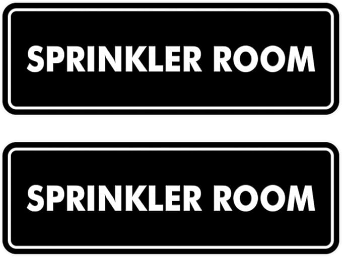 Signs ByLITA Standard Sprinkler Room Sign (Black) - Small 2 Pack