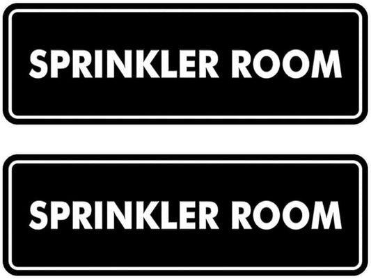 Signs ByLITA Standard Sprinkler Room Sign (Black) - Small 2 Pack