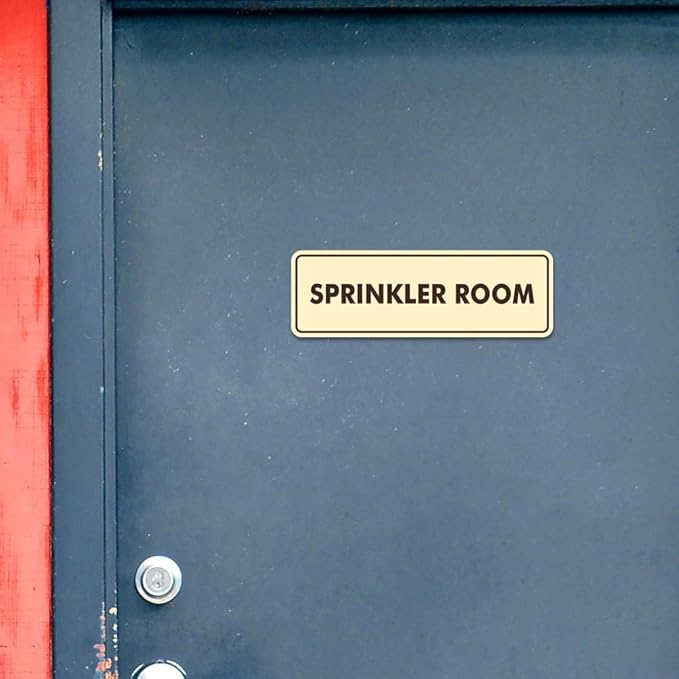 Signs ByLITA Standard Sprinkler Room Sign (Black) - Large 2 Pack