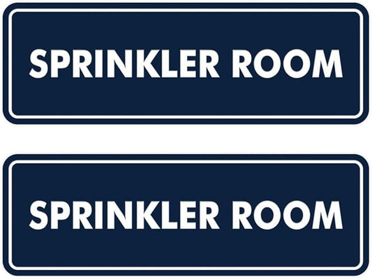 Signs ByLITA Standard Sprinkler Room Sign (Navy Blue/White) - Medium 2 Pack