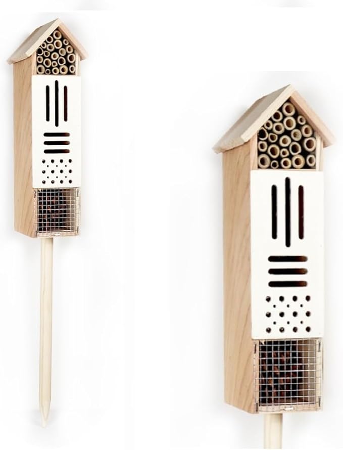 Wooden Insect House, Insect Hotel for Bugs, Bees, Butterflys, Ladybirds, Natural Beneficial Insect Habitat for Garden and Yard