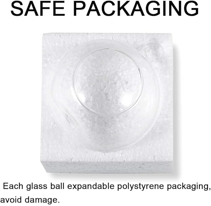 Sziqiqi 3.15inch Glass Globes Glass Bulbs Hanging Tea Light Holder Glass Terrarium Container Wedding Centerpiece Backyard Decoration Christmas Ornaments 6pcs+2 Extra