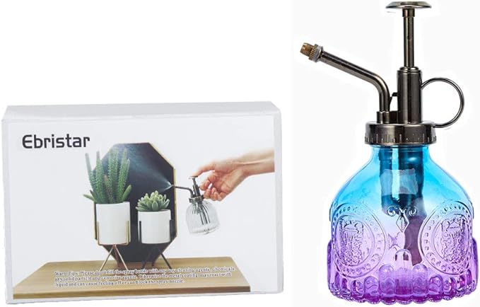 Glass Plant Mister Spray Bottle, Vintage Plant Spritzer, Succulent Watering Bottle with Top Pump, Small Plant Sprayer Mister Watering Can for Indoor Outdoor Houseplant - Blue Purple Gradient