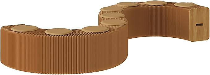 Foldable Kraft Paper Stool, Honeycomb Accordion Folding Bench, Collapsible Paper Stool for Small Spaces, Portable Footrest and Side Table for Living Room and Office,Brown-44×31×600cm