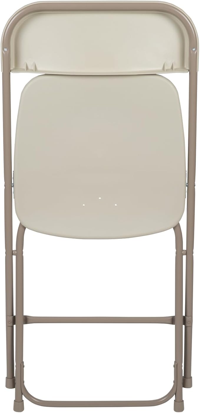 Flash Furniture Hercules Series Plastic Folding Chairs for Parties and Weddings, Stackable Commercial Event Seats, Set of 10, Beige