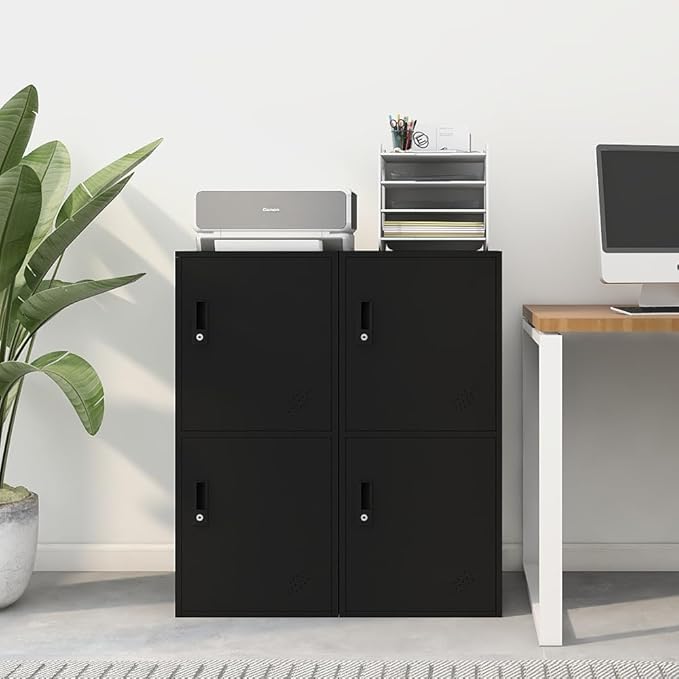2 Door Vertical Stackable Storage Cabinet with Lock,Anti-Failing Device, Metal Lcoker,Organizer for Office, Home, Gym, School,Employee,Kids. (2D-Black)