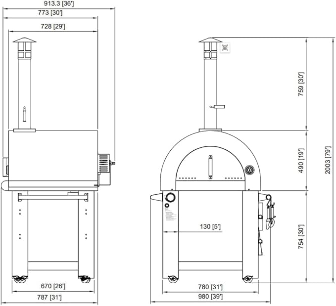 32.5 inch Propane Gas and Wood Fired Pizza Oven with Waterproof Cover, Large Stainless Steel Pizza Oven for Outdoor, Backyard and Party (Blue)