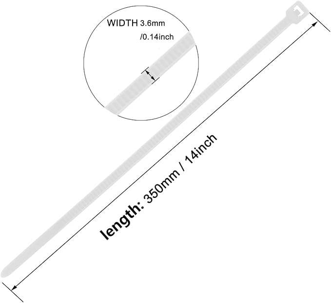14 Inch Zip Ties Yellow 1000 PCS, 40 Lbs- Heavy Duty Tensile Strength, Nylon PA66 UV Resistant Cable Ties for Indoor and Outdoor Use - Ideal for object bundling and fastening