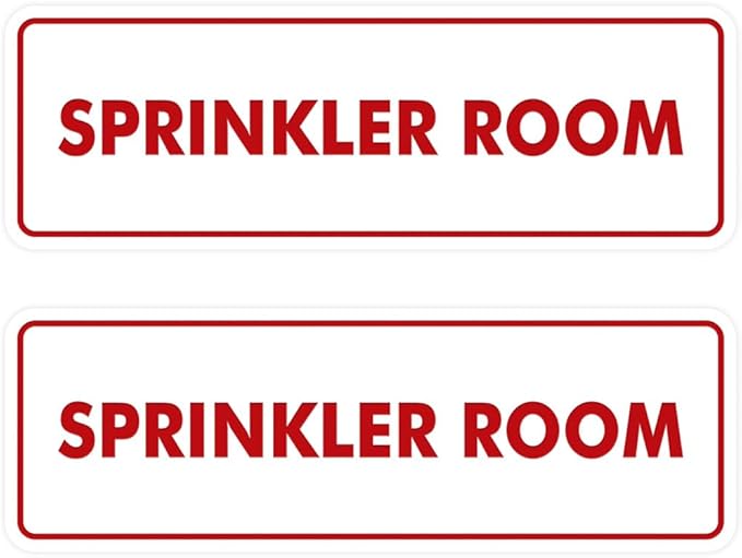 Signs ByLITA Standard Sprinkler Room Sign (White/Red) - Large 2 Pack