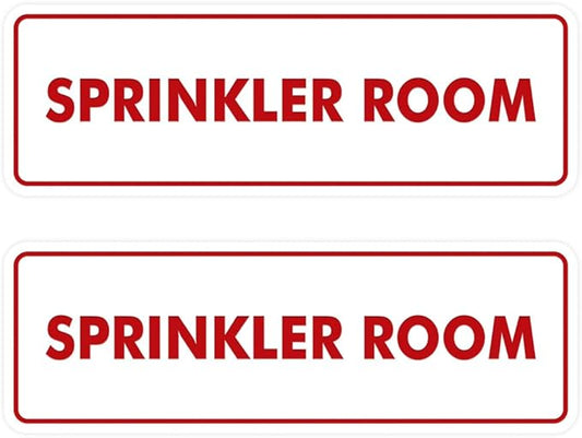 Signs ByLITA Standard Sprinkler Room Sign (White/Red) - Small 2 Pack