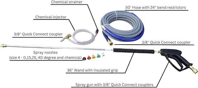 Eagle II EB4040KG Belt Driven 4000 PSI Cold Water Pressure Washer, 4.0 GPM, CH440 Engine, Includes Spray Gun and Extension Wand, 5 QC Nozzle Tips, 3/8-inch x 50-Foot Non-Marking Hose
