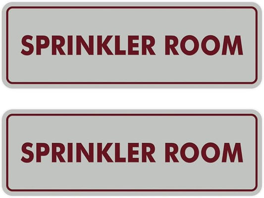 Signs ByLITA Standard Sprinkler Room Sign (Light Grey/Burgundy) - Medium 2 Pack