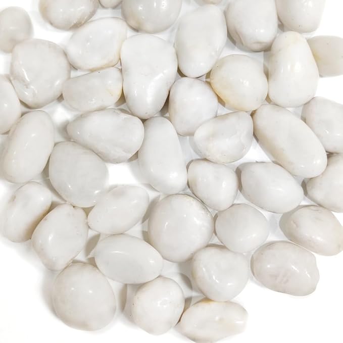 HappyFiller Natural Decorative White Pebbles Polished Rocks Stones for Aquarium Gravel,Fish Turtle Tank,Outdoor Indoor Succulents Plants Top Dressing,Graden Landscaping,2 LB