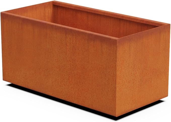 36-Inch Corten Steel Planter Box - Large Rectangular Outdoor Planter | Heavy Duty Metal, Modern Rustic Finish | Made in USA
