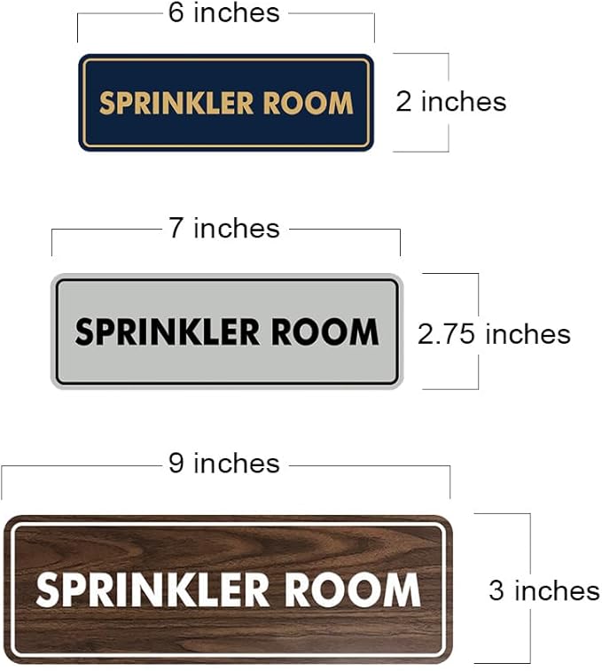 Signs ByLITA Standard Sprinkler Room Sign (Ivory/Dark Brown) - Small 2 Pack
