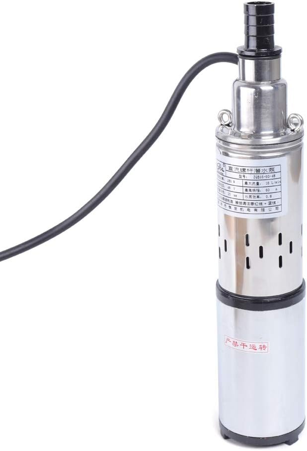 Deep Well Submersible Pump DC 48V 280W Electric Solar Powered Water Pump, 4.2 GPM Flow, 197ft Lift, Farm Ranch Irrigation Submersible Bore Hole Deep Well Pump