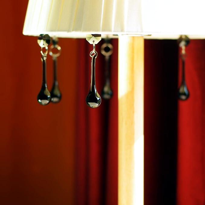 12pcs Raindrop Crystal Chandelier Prisms Parts, 53mm Hanging Crystals Beads for Chandeliers, Home Decoration (Transparent Black)