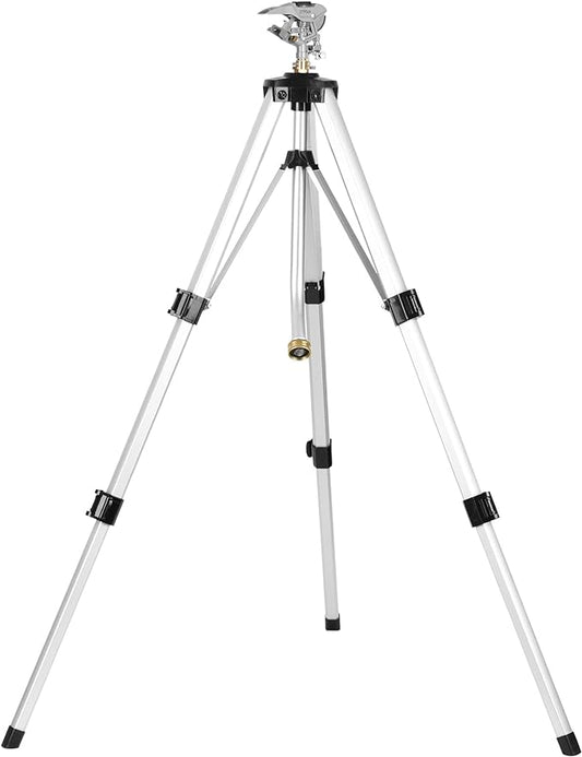 STYDDI Heavy Duty Impact Sprinkler on Tripod Base, Tall Metal Pulsating Telescoping Tripod Sprinkler for Large Area, Yard, Lawn, Garden, Waters up to 70 Ft. Diameter, Legs Extends Up to 36-inch