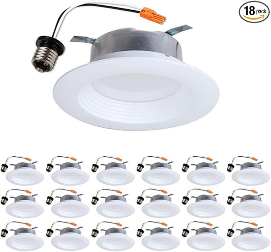 HALO LTE 4 Inch Indoor/Outdoor Recessed LED Trim Can Light, 3000K - Contractor Value Pack (18-Pack) - LTE46930-18PK