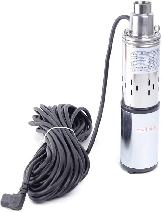 Deep Well Submersible Pump DC 48V 280W Electric Solar Powered Water Pump, 4.2 GPM Flow, 197ft Lift, Farm Ranch Irrigation Submersible Bore Hole Deep Well Pump