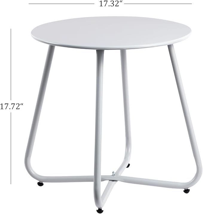 HollyHOME Round Metal Side Table, Rust-Resistant Patio Small Plant Stand, Outdoor 17.32'' Portable End Table for Balconies, Gardens, Living Rooms and Bedrooms, Grey