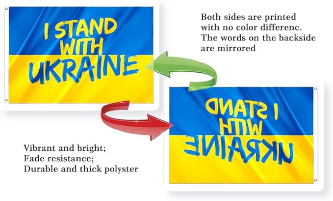 I Stand with Ukraine Flag Extra Large Flag 8x12FT Giant Ukrainian National Polyester Banner With 3 Grommets Fade Resistant Vivid Color For Patriotic Festival Events Party Decoration