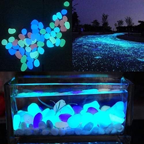 Oubest Glow in The Dark Pebbles/Glow Stones/Glowing Rocks Blue Decor for Garden/Fish Tank/Aquarium/Walkway/Driveway/Plant Pots/Bonsai (200, White)
