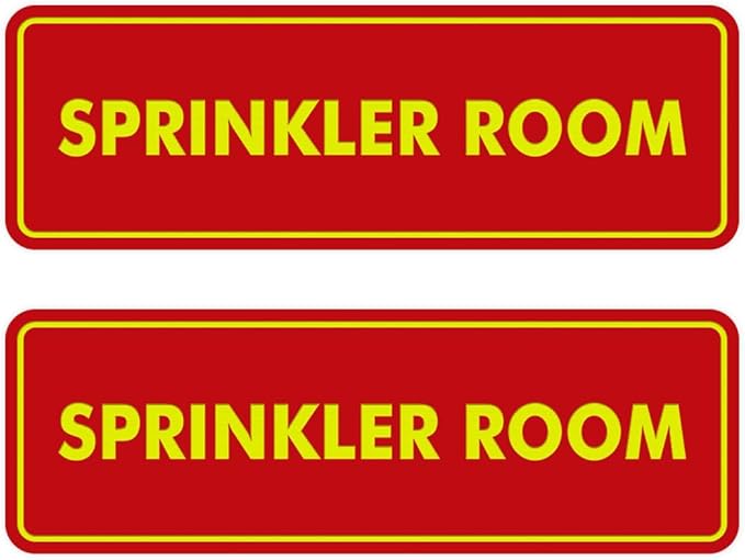 Signs ByLITA Standard Sprinkler Room Sign (Red/Yellow) - Medium 2 Pack