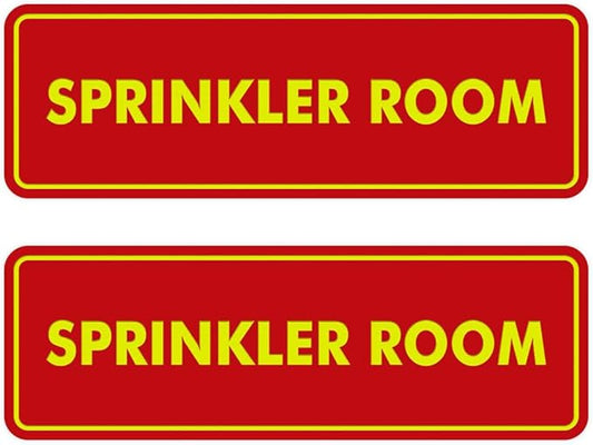 Signs ByLITA Standard Sprinkler Room Sign (Red/Yellow) - Large 2 Pack