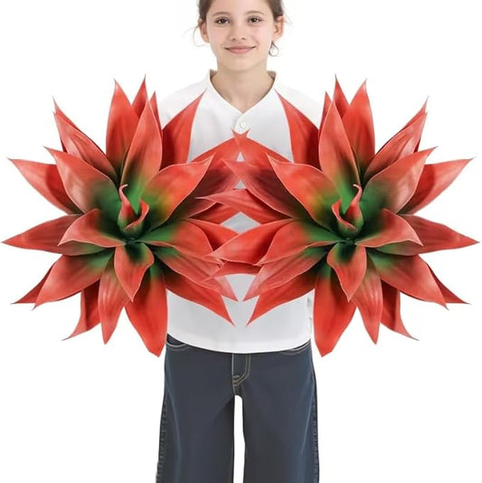 Velener Fall Fake Agave Artificial Plant, Red Fake Succulents Plant for Room Decor, Unpotted Faux Agave Stems Plant for Fall Outdoor/Indoor Decor, 22 inches, Set of 2