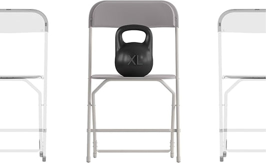 Flash Furniture Hercules Big and Tall Commercial Folding Chair - Extra Wide 650LB. Capacity - Durable Plastic - Gray, 4-Pack