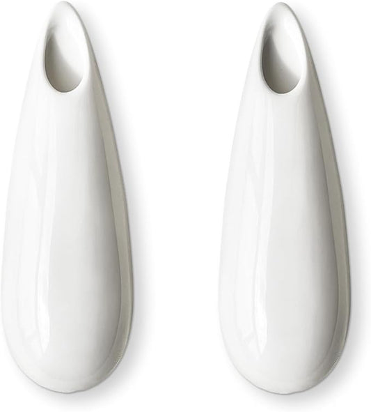 2 Pack White Ceramic Wall Vases,7.9 Inch Wall Hanging Plant Holder,Cubicle Modern Decor Plant Holder Vase for Indoor Plants, Hanging Propagation Flower Pots for Air Vases