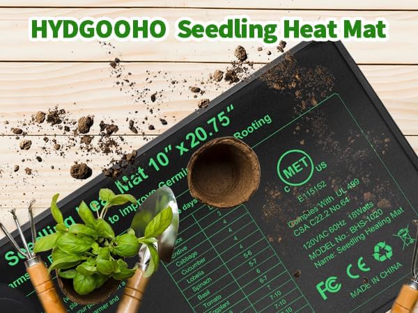 Seedling Heat Mat, 10"x 20.75" Plant Heating Pad for Home Gardening Seed Starting, MET Certified Waterproof Durable Germination Station Heat Mat