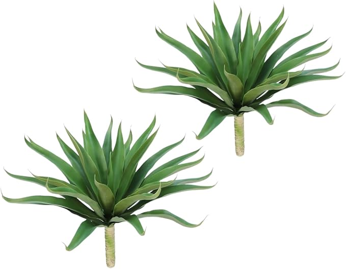 Velener Fake Agave Artificial Plant: Unpotted Fake Plant for Room Decor, UV Resistant Faux Agave Plant for Outdoor/Indoor Decor, 22 inches, 2 Pack