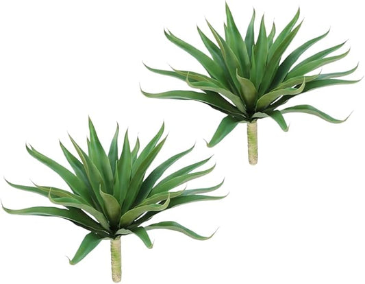 Velener Fake Agave Artificial Plant: Unpotted Fake Plant for Room Decor, UV Resistant Faux Agave Plant for Outdoor/Indoor Decor, 22 inches, 2 Pack