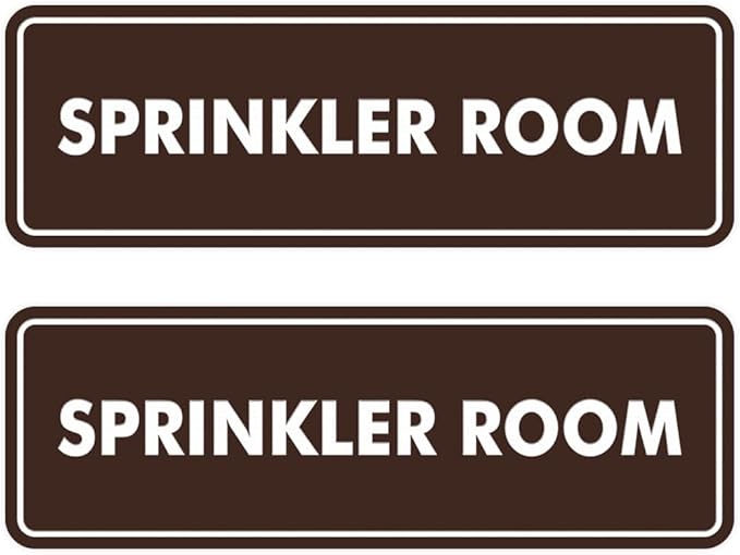 Signs ByLITA Standard Sprinkler Room Sign (Dark Brown) - Medium 2 Pack