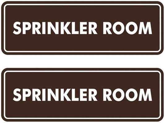 Signs ByLITA Standard Sprinkler Room Sign (Dark Brown) - Large 2 Pack