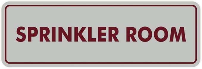 Signs ByLITA Standard Sprinkler Room Sign (Light Grey/Burgundy) - Large
