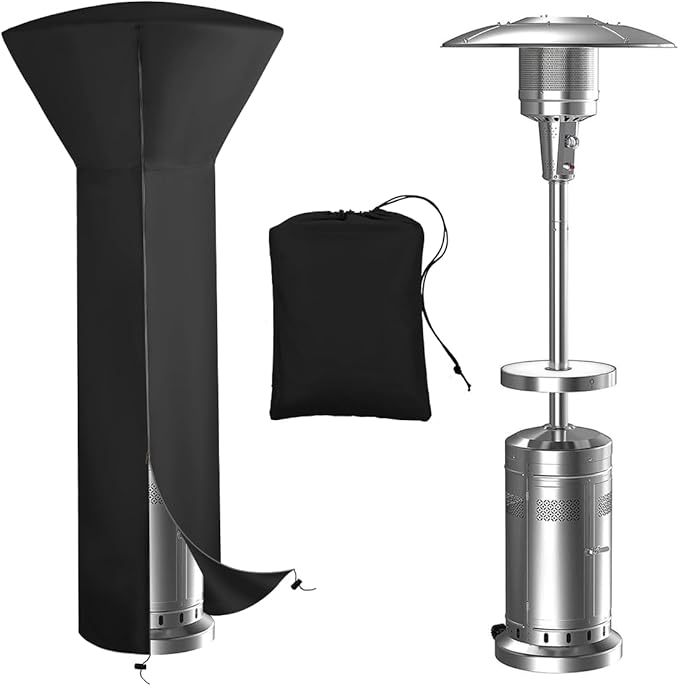 Vailge Patio Heater Covers with Zipper and Storage Bag,Heavy Duty 600D Oxford Waterproof Outdoor Heater Cover Wind-Resistant Dustproof UV-Resistant,Black,89'' Height x 33" Dome x 19" Base